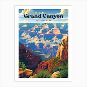 Grand Canyon Arizona Hiking Digital Travel Art Art Print