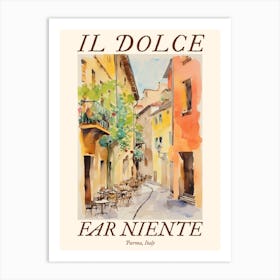 Il Dolce Far Niente Parma, Italy Watercolour Streets 4 Poster Art Print