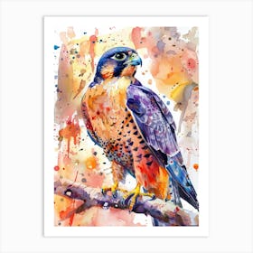 Falcon Colourful Watercolour 4 Art Print