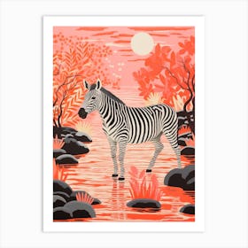 Zebra In The River 2 Art Print