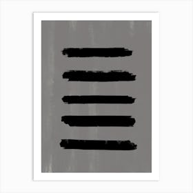 Grey Painting With Black Brushstrokes Art Print