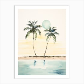 Watercolour Of Playa Paraiso   Cayo Largo Cuba 1 Art Print