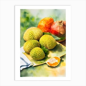 Durian Italian Watercolour fruit Art Print