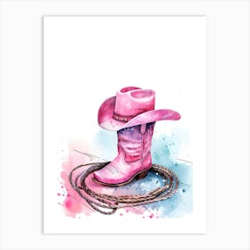 Watercolor Cowboy Boots Art Print