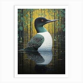 Ohara Koson Inspired Bird Painting Common Loon 4 Art Print