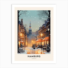 Winter Night  Travel Poster Hamburg Germany 3 Art Print