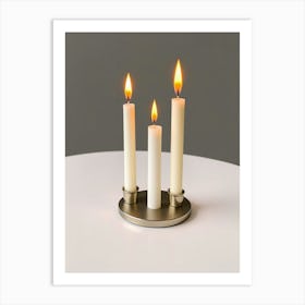 Three Candles On A Table Art Print