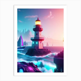 Lighthouse In The Sky Art Print