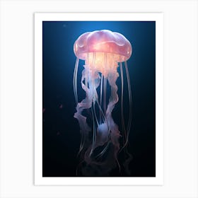 Irukandji Jellyfish Neon Illustration 9 Art Print