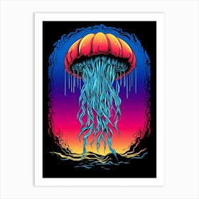 Upside Down Jellyfish Pop Art Style 4 Art Print