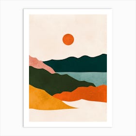 Watercolor sunset landscape 6 Art Print