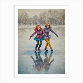 Ice Skaters 2 Art Print