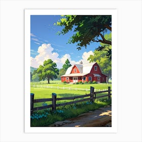 Red Barn In The Countryside 1 Art Print