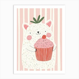 Cute Bear With Cupcake Art Print