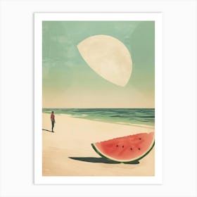 Watermelon On The Beach Art Print