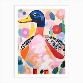 Pink Scandi Duck 7 Art Print