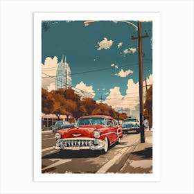 Duotone Illustration South Congress Avenue Austin Texas 2 Art Print