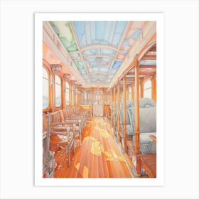 Titanic Ship Interiors Bright Pencil Drawing 4 Art Print