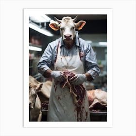 Cow In A Slaughterhouse Art Print