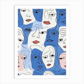 Modern Abstract Face Line Illustration 2 Art Print