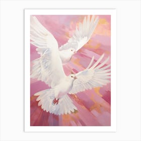 Pink Ethereal Bird Painting Pigeon 1 Art Print