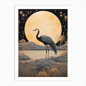 Ostrich 2 Gold Detail Painting Art Print