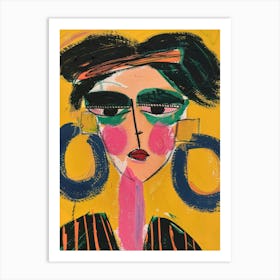 Woman With Hoop Earrings Art Print