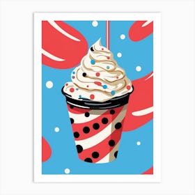 Pop Art Ice Cream Sunday Polka Dots 4 Art Print