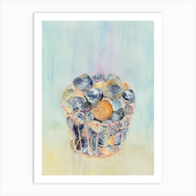 Seashells In A Basket Art Print