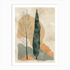 Cypress Tree Minimal Japandi Illustration 2 Art Print