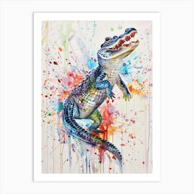 Alligator Colourful Watercolour 2 Art Print