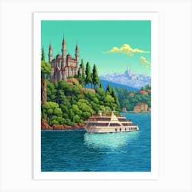 Bosphorus Cruise Prince Islands Pixel Art 9 Art Print