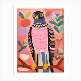 Pink Scandi Eurasian Sparrowhawk 4 Art Print