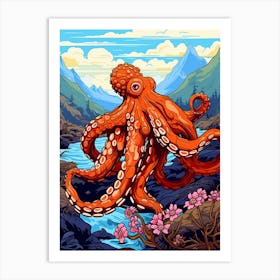 Giant Pacific Octopus Illustration 16 Art Print