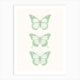 Butterflies Sage Green Poster Art Print