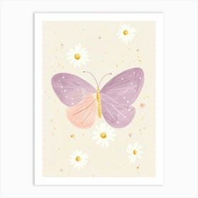 Butterfly And Daisies 1 Art Print