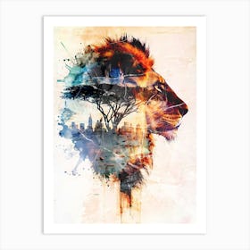 Poster Lion Africa Wild Animal Illustration Art 02 Art Print