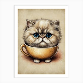 Cat In A Cup Art Print