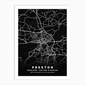 Preston England Black Map Póster