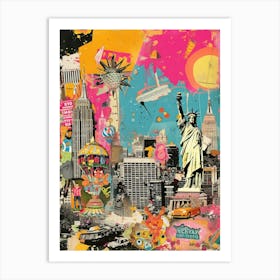 New York   Retro Collage Style 2 Art Print