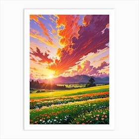 Sunset In The Meadow 41 Art Print