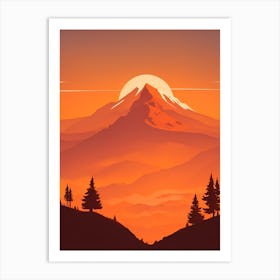 Misty Mountains Vertical Composition In Orange Tone 293 Art Print