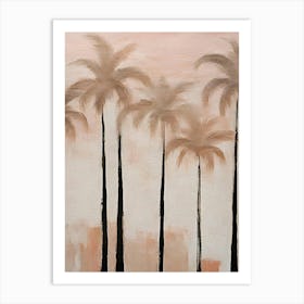 Watercolor sunset palm trees coastal decor Art Print