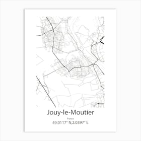 Jouy Le Moutier,France Minimalist Map Art Print