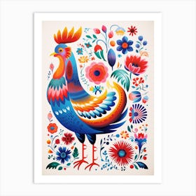 Scandinavian Bird Illustration Rooster 3 Art Print