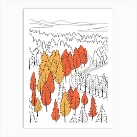 Autumn Trees Coloring Page Art Print