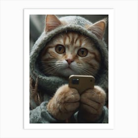 Cat In Hoodie Art Print