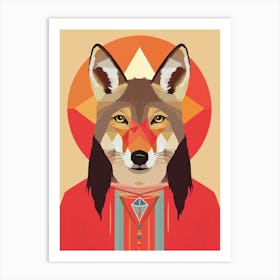 Red Wolf Art Nouveau 2 Art Print