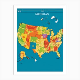 An Intricately Laid Out Vector Map Showcasing The American Commonwealth States Highlighting The Geo (3) Art Print