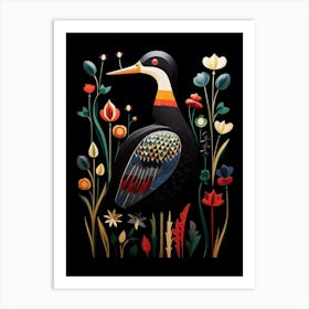 Folk Bird Illustration Canvasback 1 Art Print